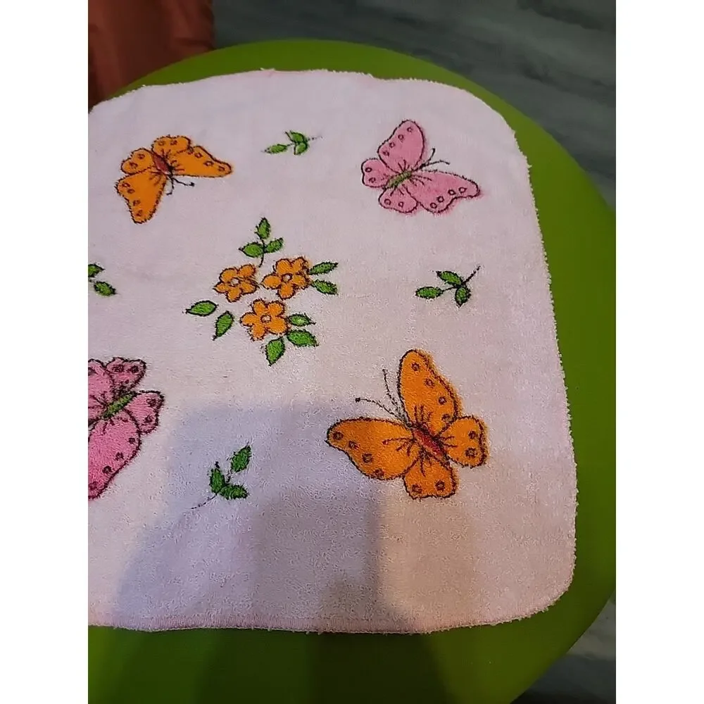 Vintage Pink Cannon Butterfly Washcloth MCM